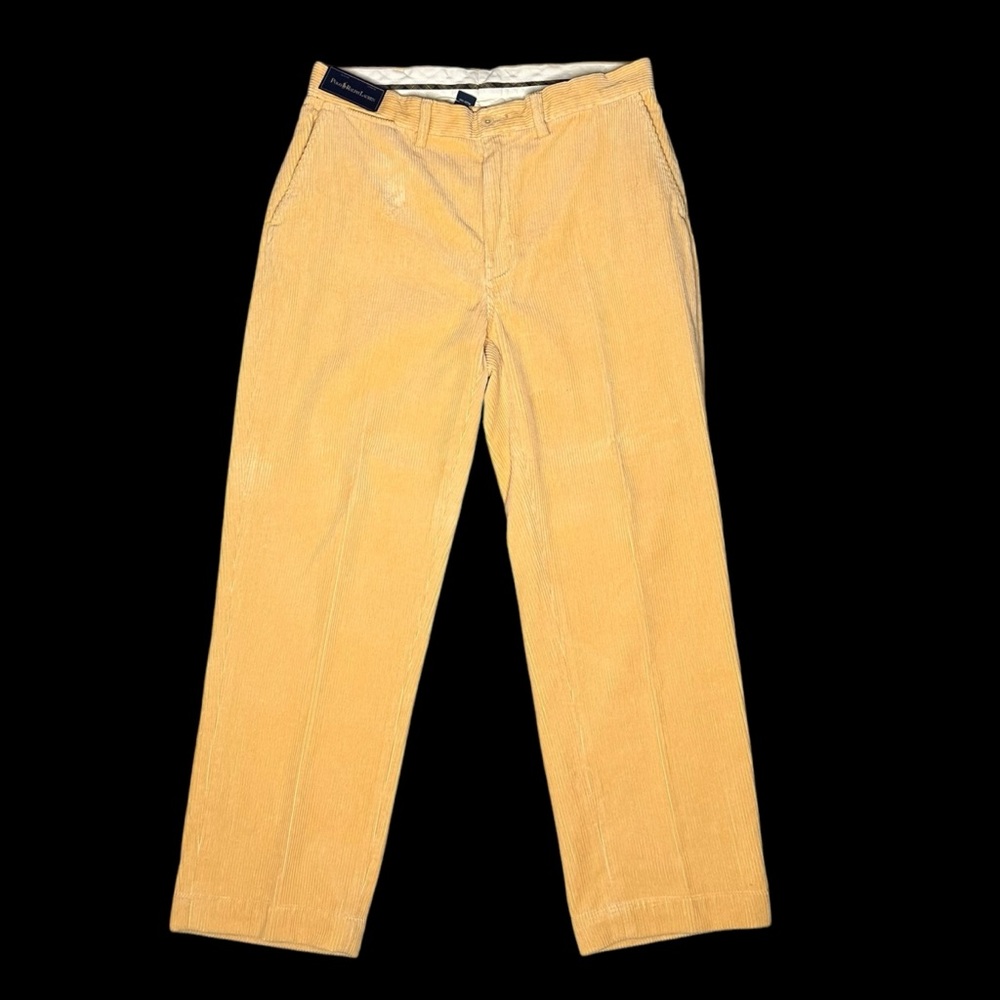 VTG Polo Ralph Lauren Corduroy Pants 34x34 Beige Tan Straight Leg Casual Classic